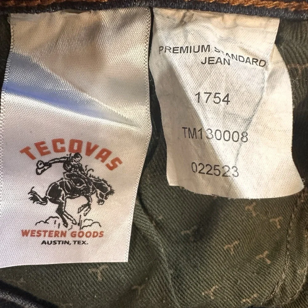 Tecovas Premium Standard Jean Mens 34x34 Dark Wash Straight Leg Denim Western